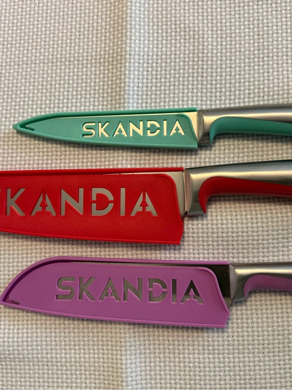 Skandia Color 3 Knife Set - Teal, Red, Purple Protective Sheaths